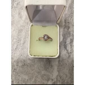 Curved Twist Ring Solitaire 14K White Gold Round Cut Natural Diamond Engagement